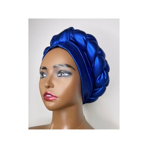 Royal blue turban | metallic turban |party guest turban | church head cover | cancer head cover