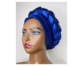 Royal blue turban | metallic turban |party guest turban | church head cover | cancer head cover