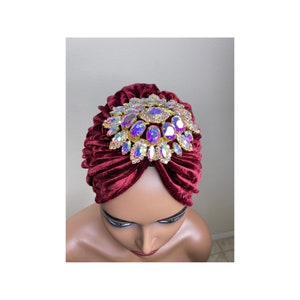 Burgundy turban, velvet turban, party head wear
