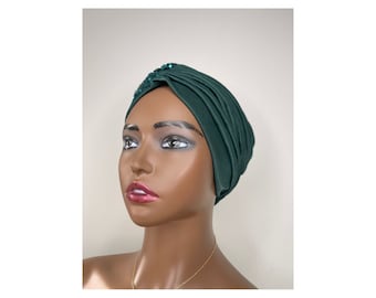 Sequin turban | green turban | cancer head cover | hair loss turban | religious head cover