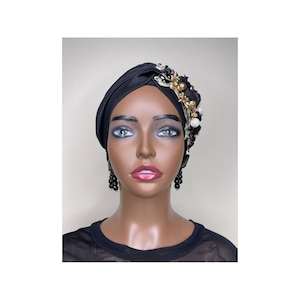 Black turban, head cover, party turban