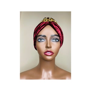 Burgundy turban, velvet turban, party head wear