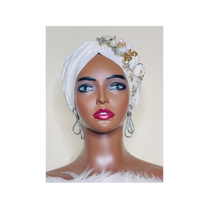 White turban | pre tied head cover | party head wear