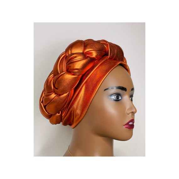 Orange Turban | Metallic Turban| Party Turban| Cancer Head  display picture 1