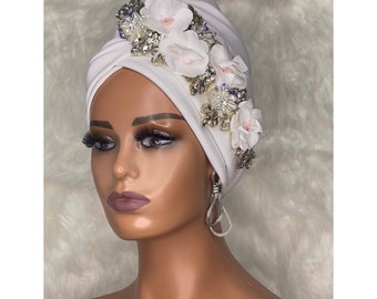 Luxury  turban | pre tied turban | party  guest turban | cancer head cover | religious head cover