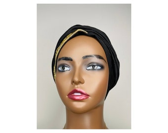 Turban noir | turban anti-chute | couvre-chef cancer | couvre-chef religieux