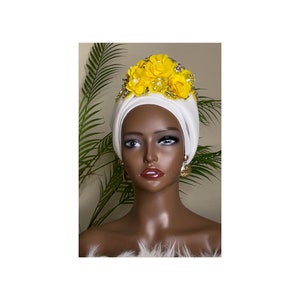 white turban, pre tied turban, head cover