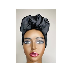 Black turban, pre tied head wear, head cover