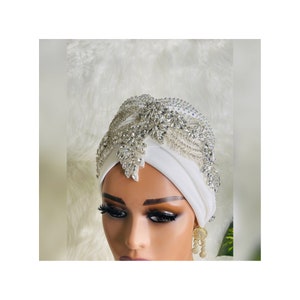 White  turban |bridal turban | Wedding turban | church head cover | special occasion turban