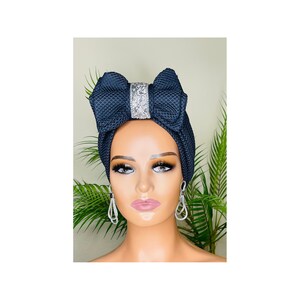 Navy blue turban | cancer head cover | hair loss turban