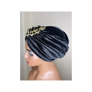 Black turban, velvet turban,  head cover