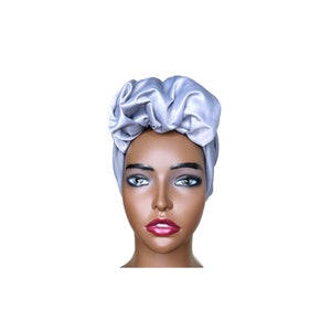 Gray turban, pre tied head wear, head cover
