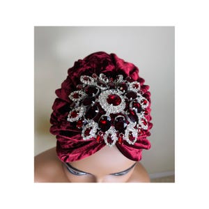 Burgundy turban, velvet turban, party head wear