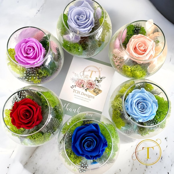Forever Rose in Glass Globe Etsy