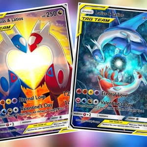 Carte Holo personnalisée Latias & Latios de la Saint-Valentin Pokemon