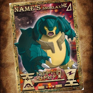 Tarjeta personalizada o marca de tiempo de Snorlax blindado antiguo