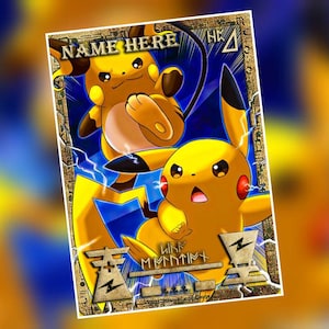 Spersonalizowana karta lub znacznik czasu z motywem starożytnego Raichu i Pikachu