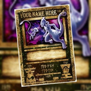 Tarjeta personalizada o marca de tiempo de Ancient Mewtwo y Mew