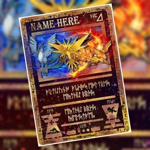 Anciens oiseaux légendaires Articuno, Moltres, Zapdos Carte personnalisée ou horodatage