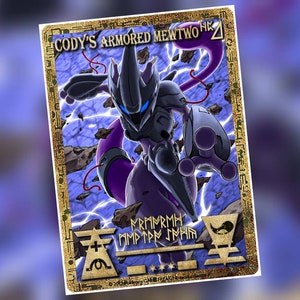 Carte ou horodatage personnalisé Mewtwo en armure antique