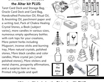 Altar supplies for various magical practices and traditions; Folk magic, ceremonial magic, hoodoo, voodoo, shamanism, chaos, adult curio