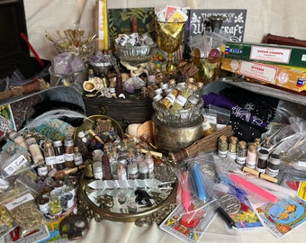 Altar kit witchcraft bundle Witch box with Spell Candles, Crystals, Oils, Herbs, Tools – Beginner Witch complete Starter kit witchy Gift