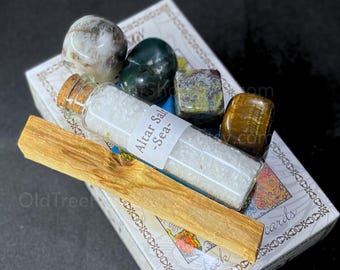 Beginner Witchcraft Kit: Tarot Deck, Crystals, Altar Decor, Sea Salt