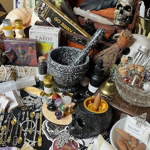 Inner witch kit with intention candles mystery box herb kit curio spell jars, raw natural crystals & stones witchy XMS birthday gift for her