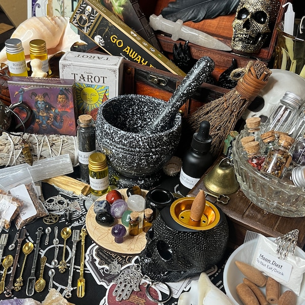 Ritual stuff - Witch Supplies, Witchcraft Kit, Altar Supplies, Spiritual decor - Witchy Gift Set Bundle - beginner tools & starter supplies