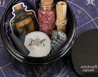 Altar cloth and starter witch kit capsule - beginner kit with spellwork supplies: Mini Altar, Ritual & Intention Spell Kit