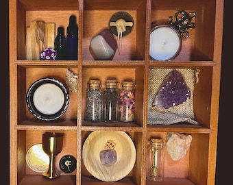 Apothecary Shelf Decor Collection, Cabinet of Curiosities, Natural Oddities, Crystals, Glass Bottles, Earthy Curio Gift Set