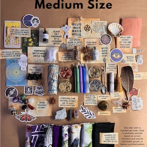 Beginner witch kit crystal mystery box & altar tools for witchcraft, Witchy spells confetti bags large witch craft set of tools and supplies