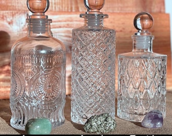 whimsigoth glass bottle with stopper - Moonwater ritual kit with glass jar, tumbled gemstone witch trinket and printed moon water scroll