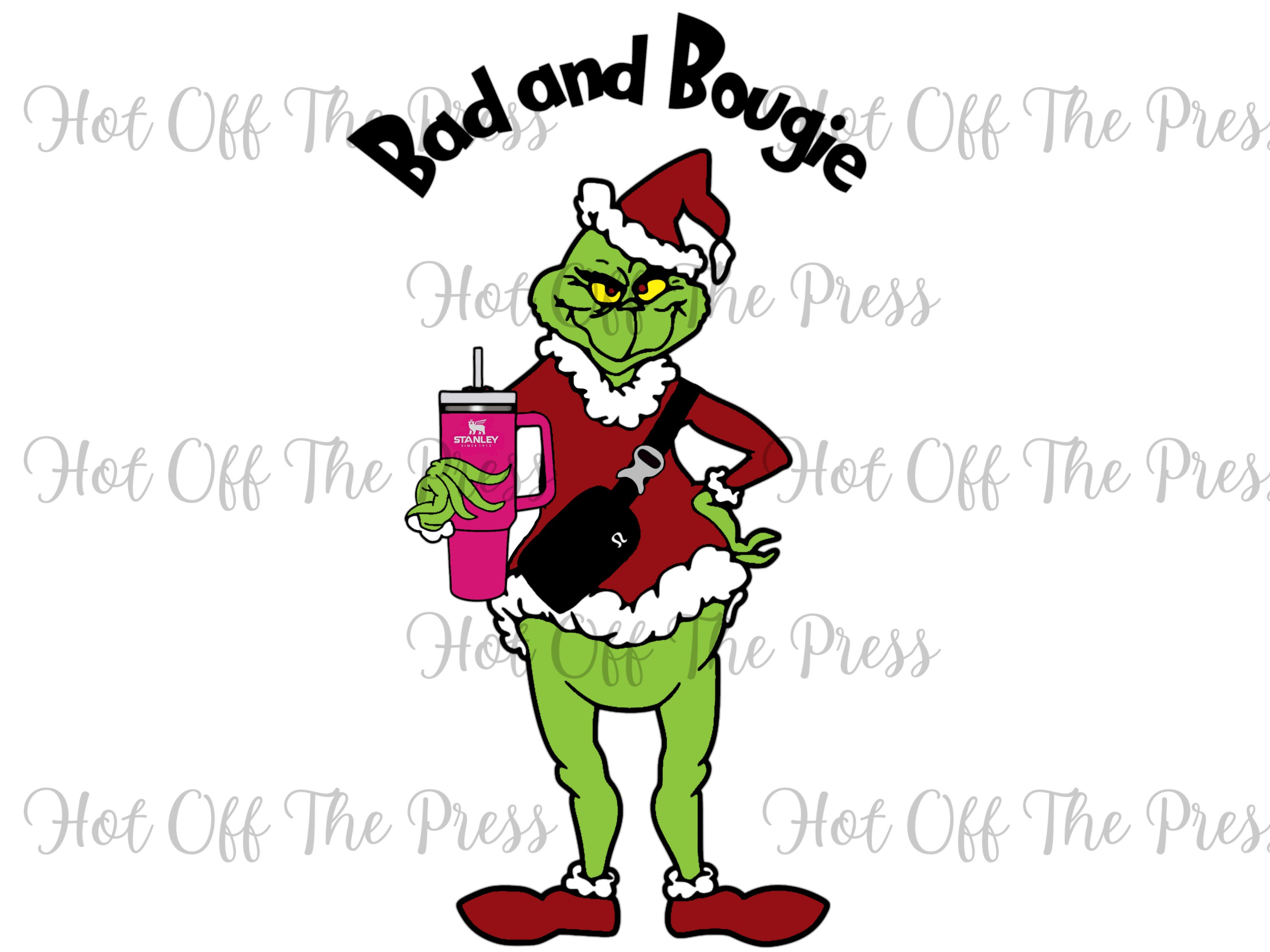 Basic Grinch Stanley Tumbler And Bag SVG, Santa Grinch Christmas