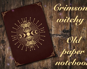 Crimson old paper witchy planner for GoodNotes Notability | Digital PDF Notebook for GoodNotes iPad Tablet | Vintage witchcraft notebook