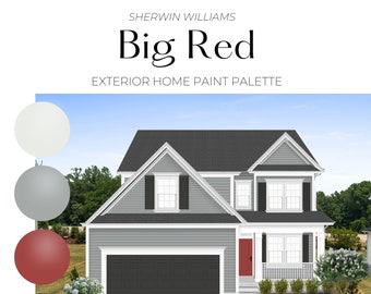 Sherwin Williams Red Front Door Exterior Paint Palette, Dark traditional paint palette, Best red front door colors