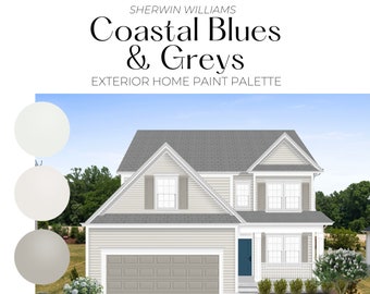 Paleta de pinturas para exteriores Sherwin Williams Coastal Blues & Greys (Descarga digital)