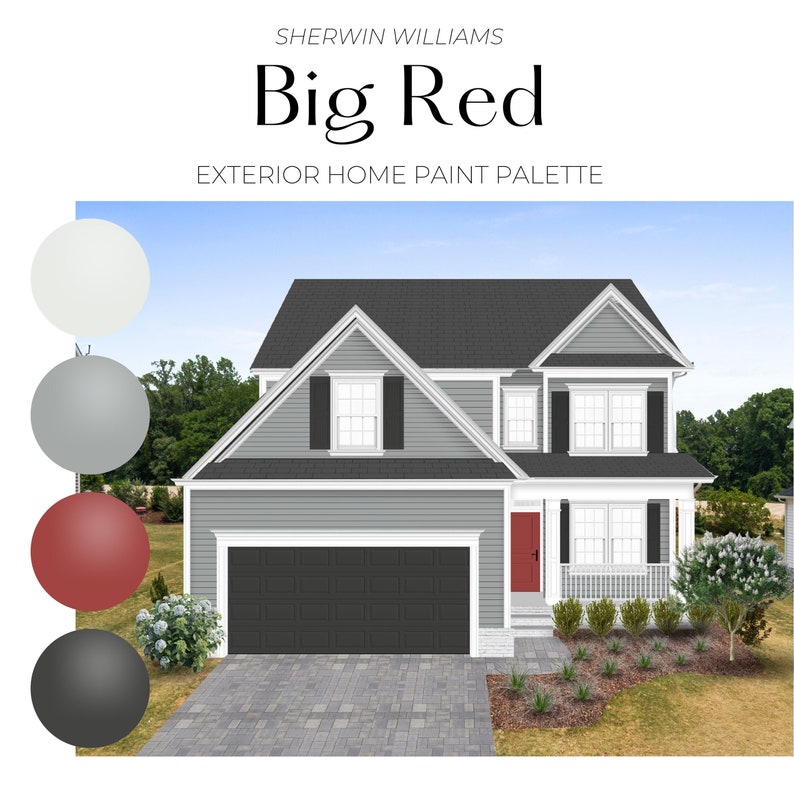Sherwin Williams Red Front Door Exterior Paint Palette, Dark