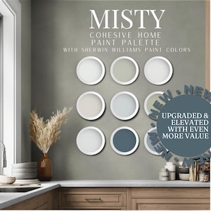 Misty Paint Palette – Sherwin Williams Color Guide – Calm Blue Gray Interior Palette
