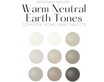 Benjamin Moore Warm Neutral Earth Tones Paint Palette, Cohesive Whole House Paint Palette, Best Earth Tone Paint Colors, Rust Accent Paint