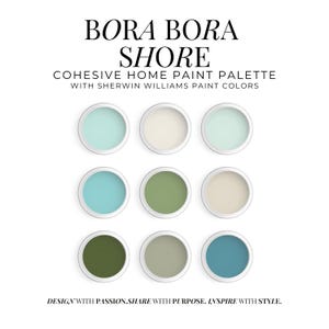 Paleta de pintura costera Sherwin Williams: Esquema de colores para el hogar Bora Bora (Descarga digital)