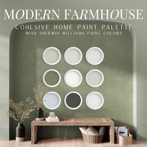 Paint Palette Sherwin Williams Sage Green, Modern Farmhouse & Cool Neutral Colors for Cohesive Whole House Design