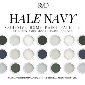 Paint Palette Benjamin Moore Hale Navy & Modern Traditional Colors, Cool Neutrals for Cohesive Whole House Design