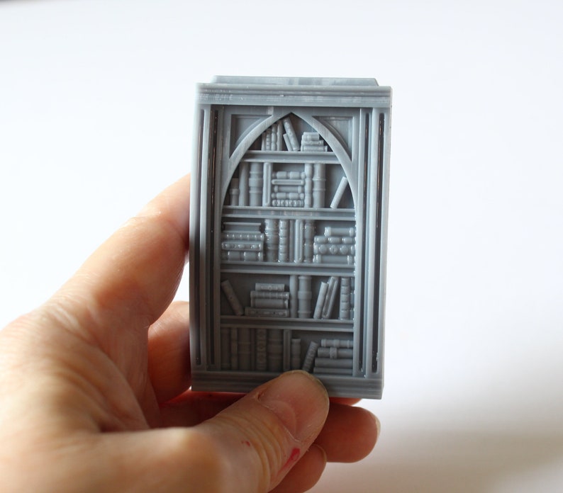 Miniature Bookcase Filled for Tabletop Gaming, Dioramas or Dollhouses