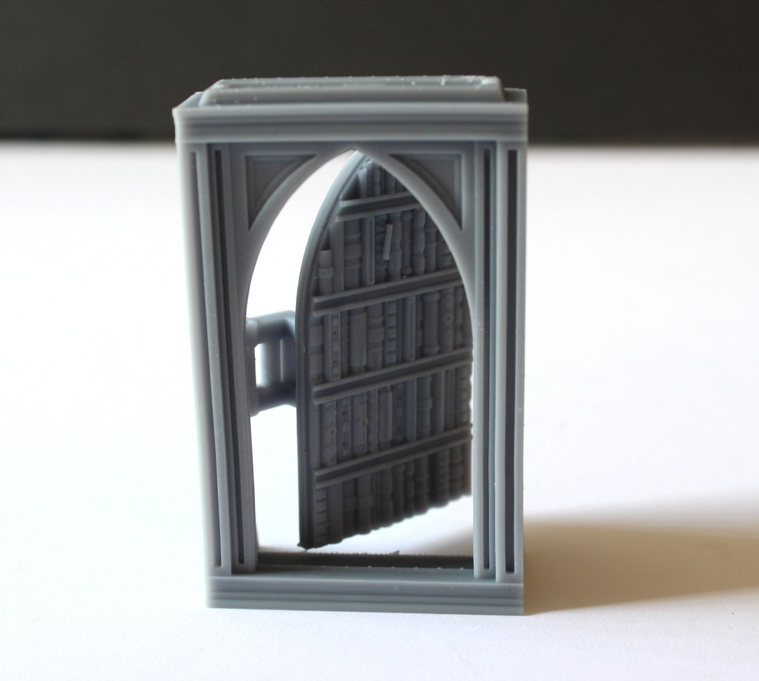 Miniature Bookcase Secret Passage Filled for Tabletop Gaming, Dioramas