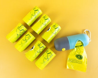 Puppy Poop Bag Dispenser with LED Flashlight | Leash Dog Waste Bag | Pet Poop Holder | Eco Friendly Poop Bags | Doggie Waste Bag Holder