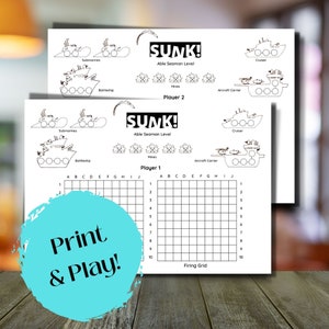 Battleship Game, Holiday Games Printable, Sea Battle, Classroom, Family, Road Trip, Two Player, Sunk