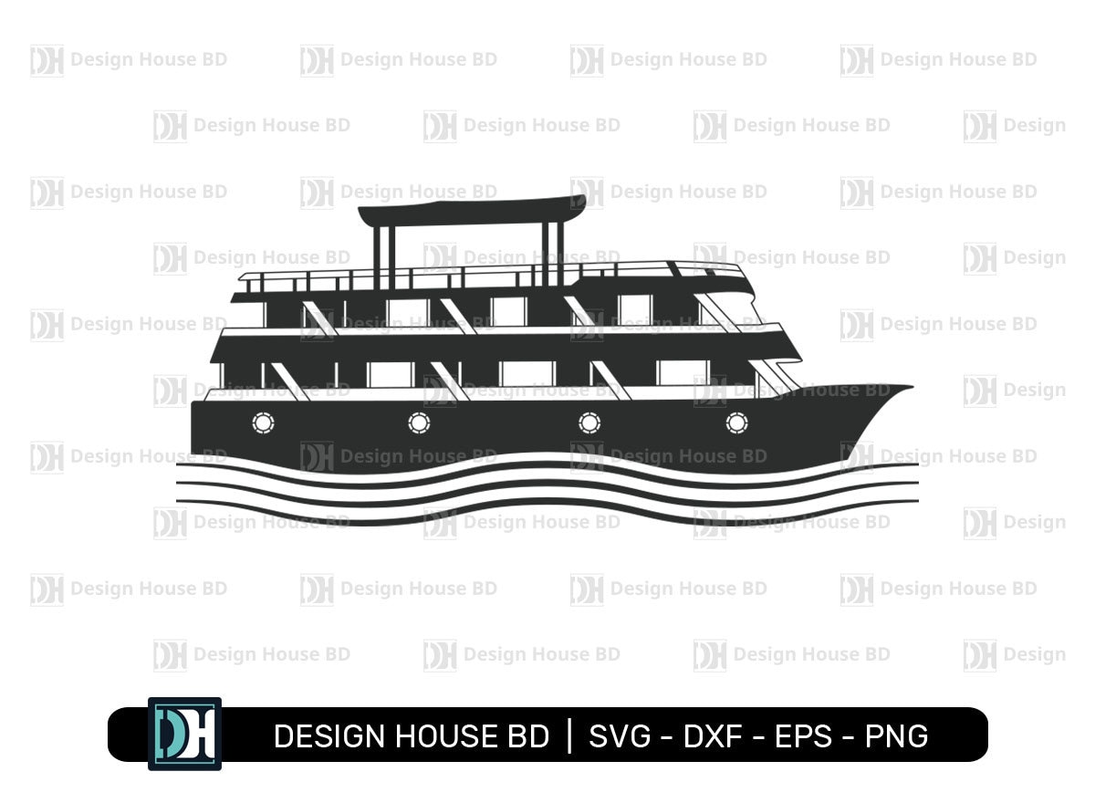 Houseboat SVG, Boat House Svg, Houseboat Clipart, Houseboat Vector