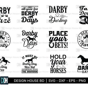 Derby Day SVG Bundle, Derby party Svg, Horse SVG, Horse Race SVG, Derby Days Design File, Crafts, Png, Eps, Dxf