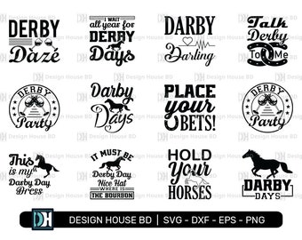 Derby Day SVG Bundle, Derby party Svg, Horse SVG, Horse Race SVG, Derby Days Design File, Crafts, Png, Eps, Dxf